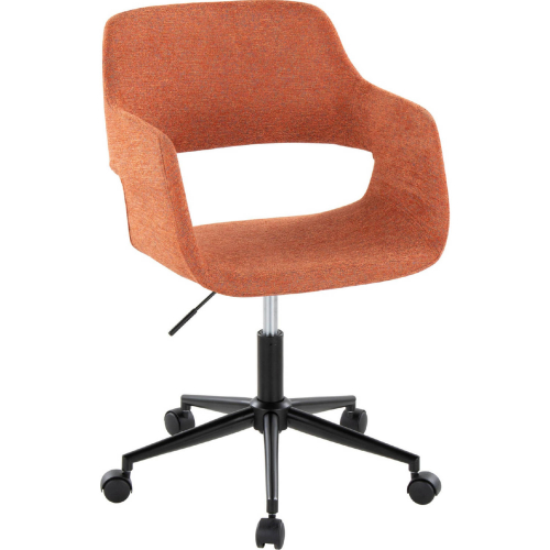 Margarite Office Task Chair in Black Metal & Orange Fabric